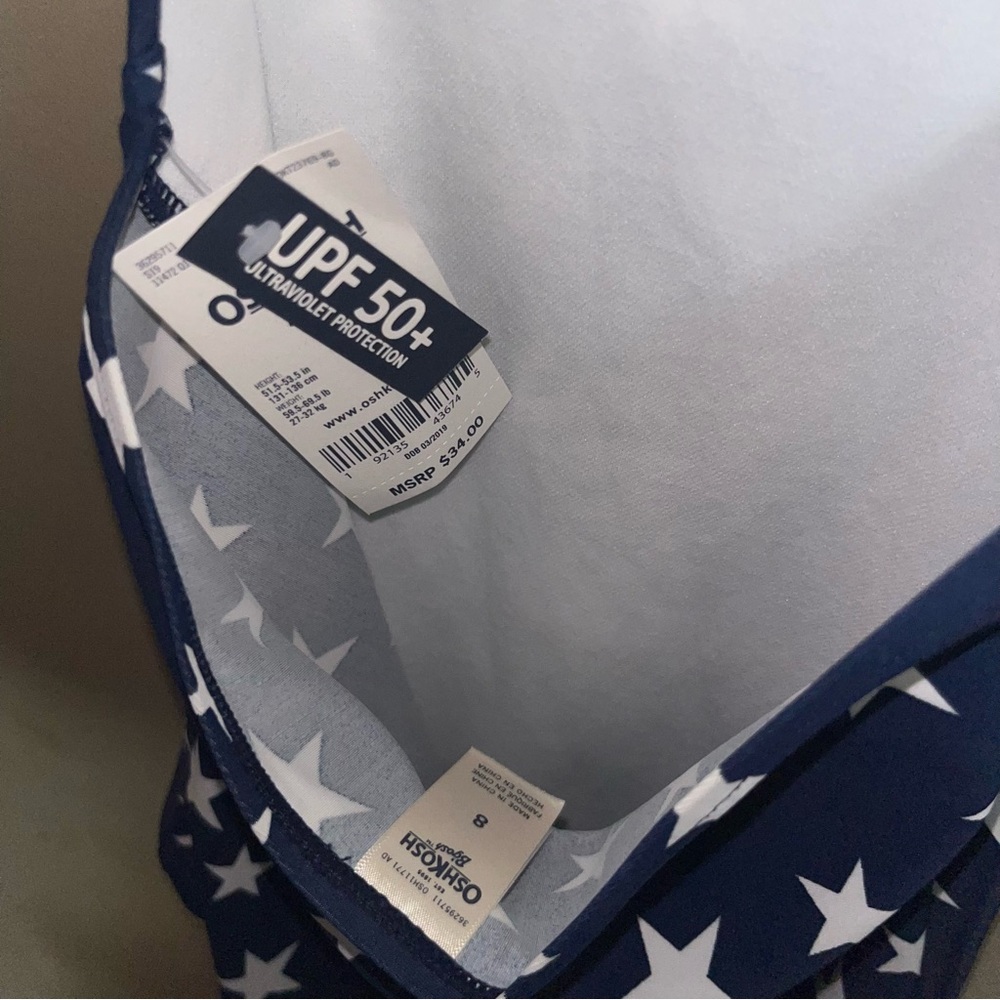 OshKosh Starry Navy and Red One Piece Swimsuit - Picture 3 of 4